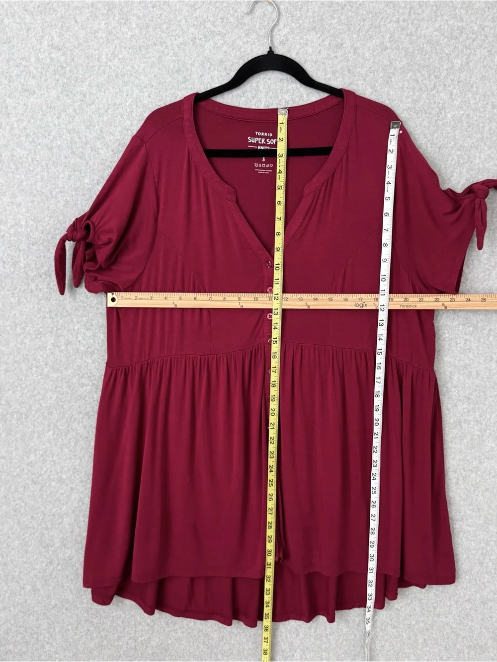 Torrid Super Soft Knit Top Tunic Womens 3X Red Stretch Casual Short Sleeve READ - Picture 13 of 15